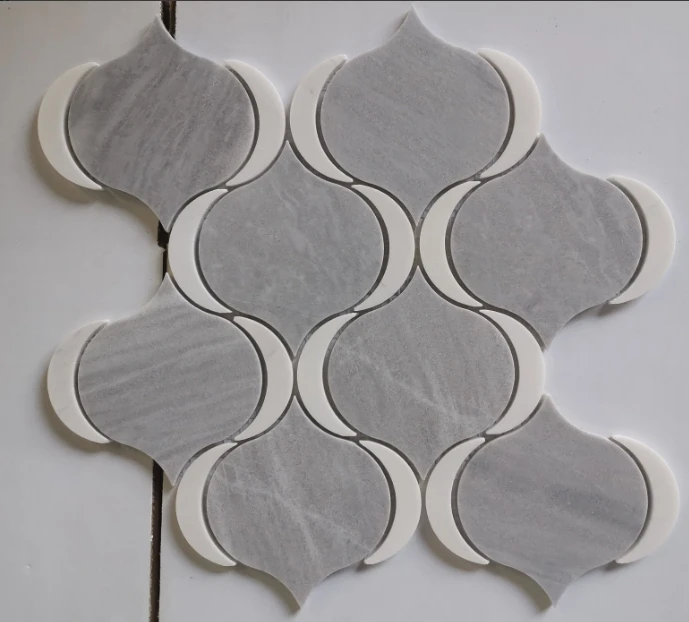 Limestone and Carrara Bianco Lantern Style Marble Mosaic Thickness 7mm Mozaic for Bathroom Decoration