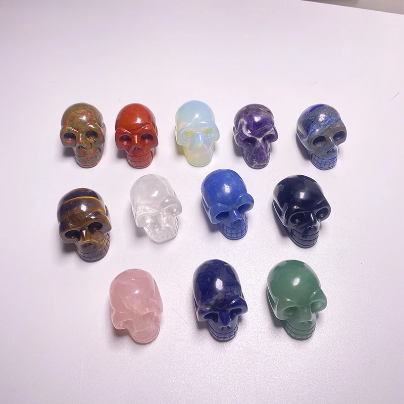 Natural Crystal Stone Carved Amethyst Skulls Crystal Figurine Gemstone Skulls Head Ornaments