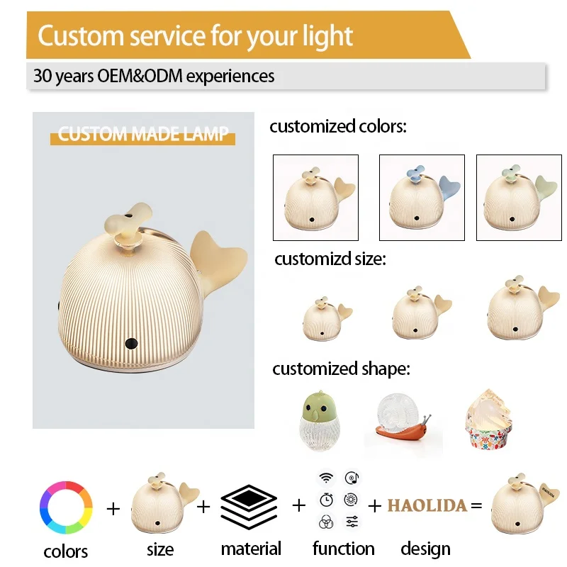 New Item Cordless Desk Lamp Rechargeable Night Light Lamp 3000K Cute Kids Baby Animal Night Light for Kids