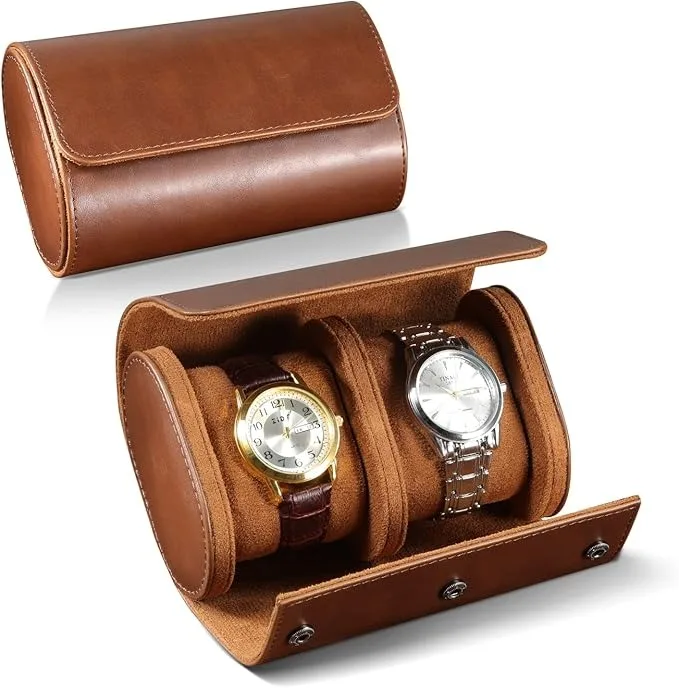 Luxury Handmade Travel Watch Roll Box Custom Logo Embossed Single PU Leather Case UK Watch Brand Luxury Custom Watch Boxes Cases