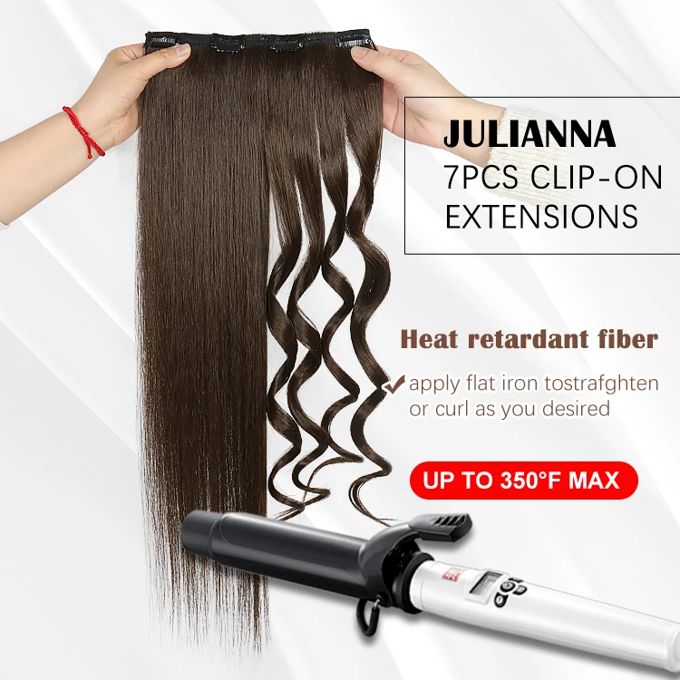 Julianna 24 дюйма 150 г зажим 7 шт. 16 зажимов Futura Fibre Kanekalon оптовая продажа синтетическая заколка для наращивания волос