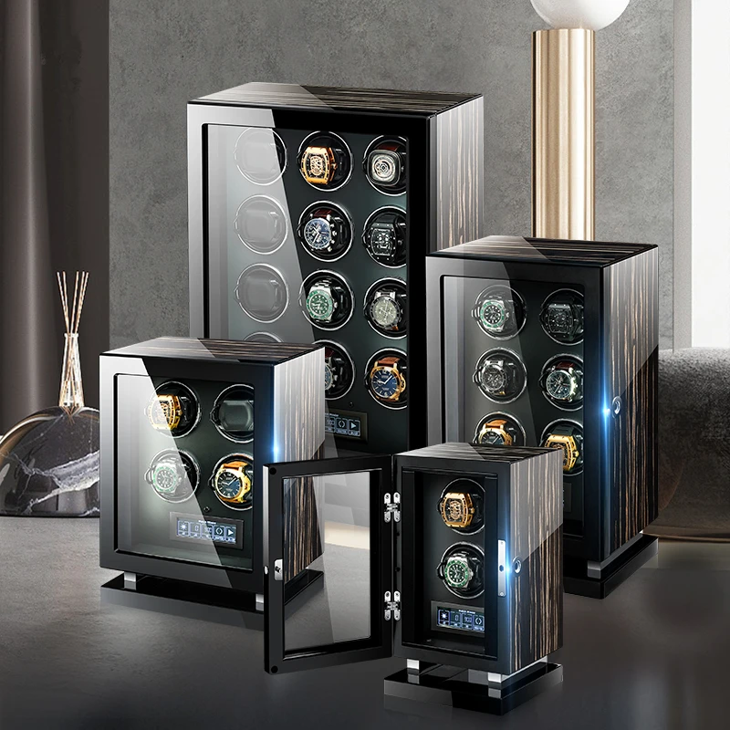 2022 new Solid wood watch winder box Automatic winding with fingerprint unlock Mabuchi Motor 2 4 6 9 12 24 slots Custom logo