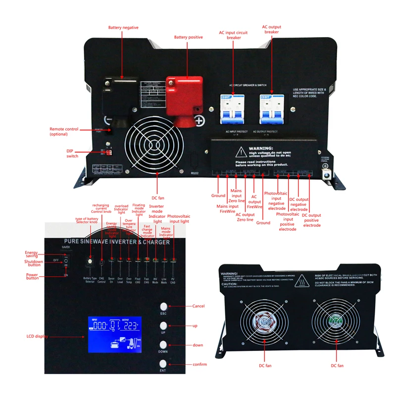 10000w 48v off-gird hybrid solar inverter 5kw with MPPT for solar power system for home and government 10kw