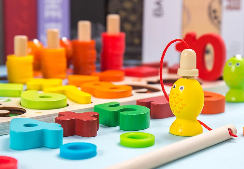 Hot Sale Montessori Multifunction Counting Board Wooden Fishing Math Early Educational Toys for Children