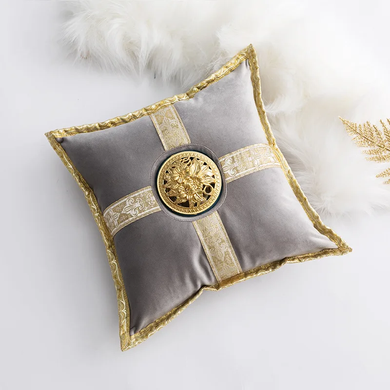 Luxury Gold Printed Home Decor Cushion Censer Aromatherapy Function Pillow With Lace Tassels