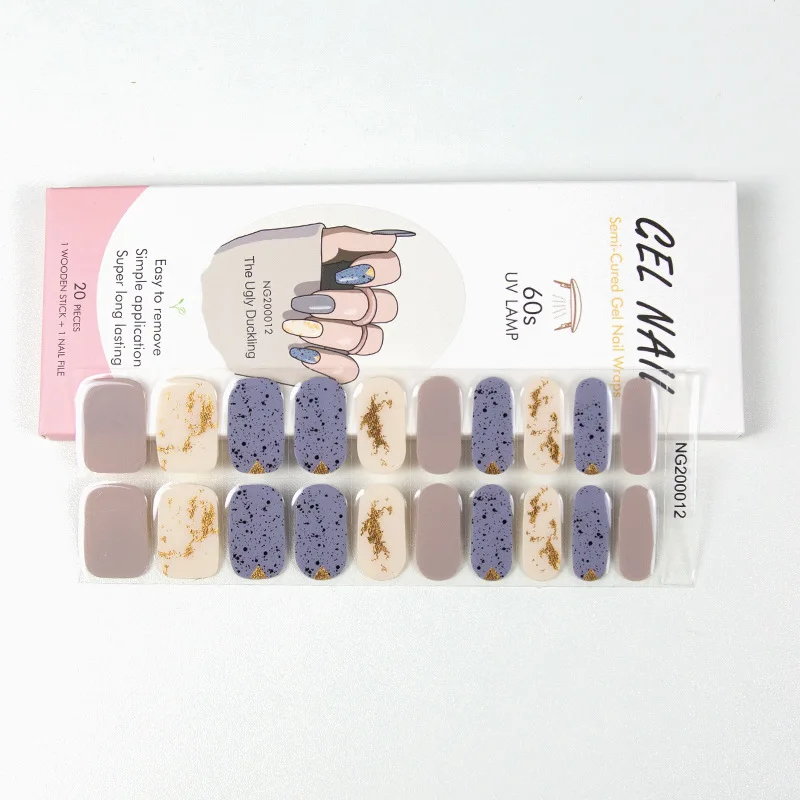 2024 Gel Nail Strips Patch Sliders Flowers Gradient Color Adhesive Full Cover Gel Nail Stickers UV Lamp Cured Manicure