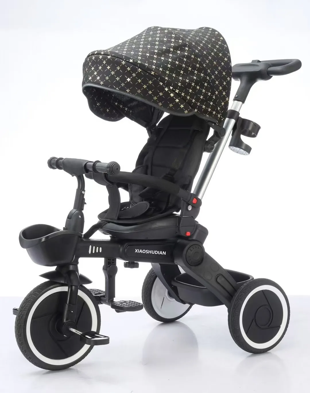 Modern China 2024 Royal Super Foldable 4 in 1 5 in 1 Baby Tricycle with Umbrella Push Handle 360 Degree Rotation Kids Carriage.