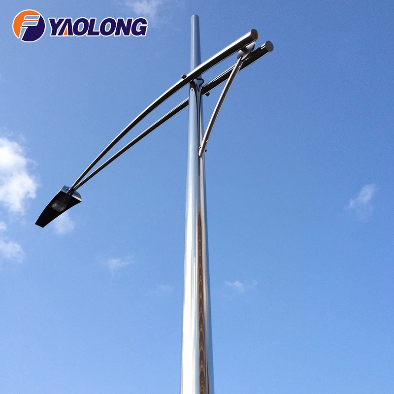 aluminium tapered pole Aluminum lamp column dual arm 10 meters street light pole