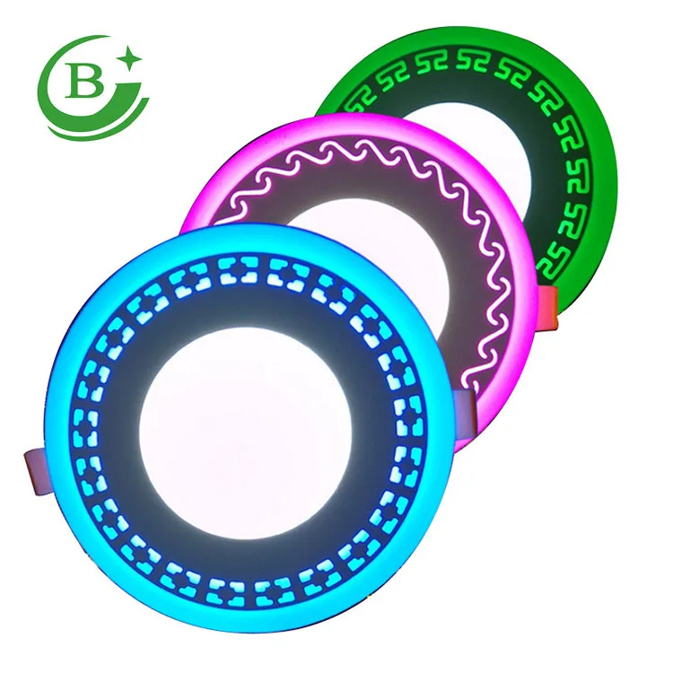 Встраиваемая потолочная лампа rgb круглая Двухцветная светодиодная панель 6 Вт + 3
