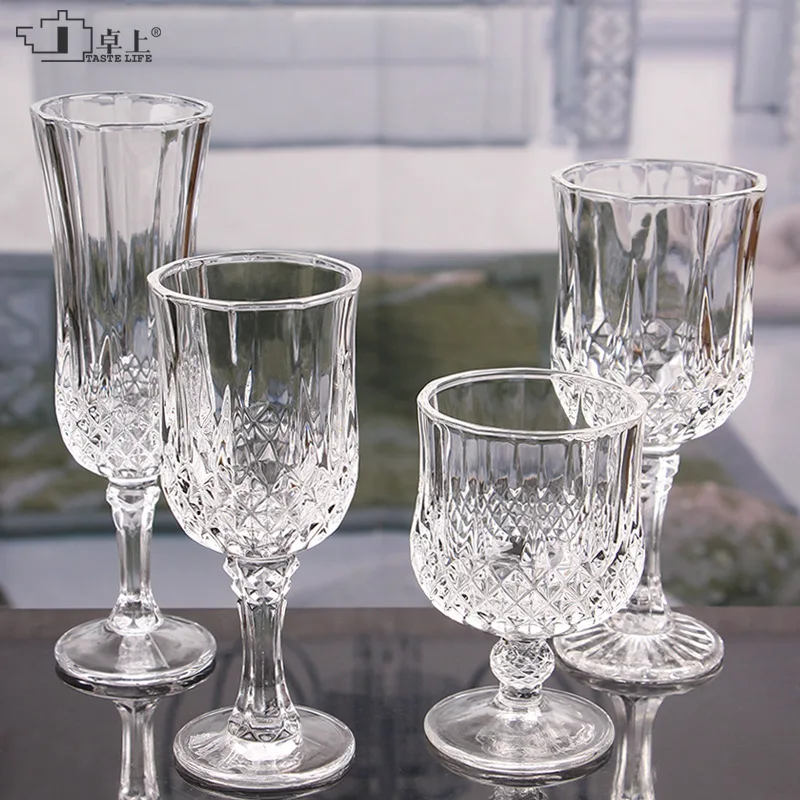 Wholesale lead free glass exquisite smooth cup mouth Diamond goblet cup wine glass brandy champagne glass
