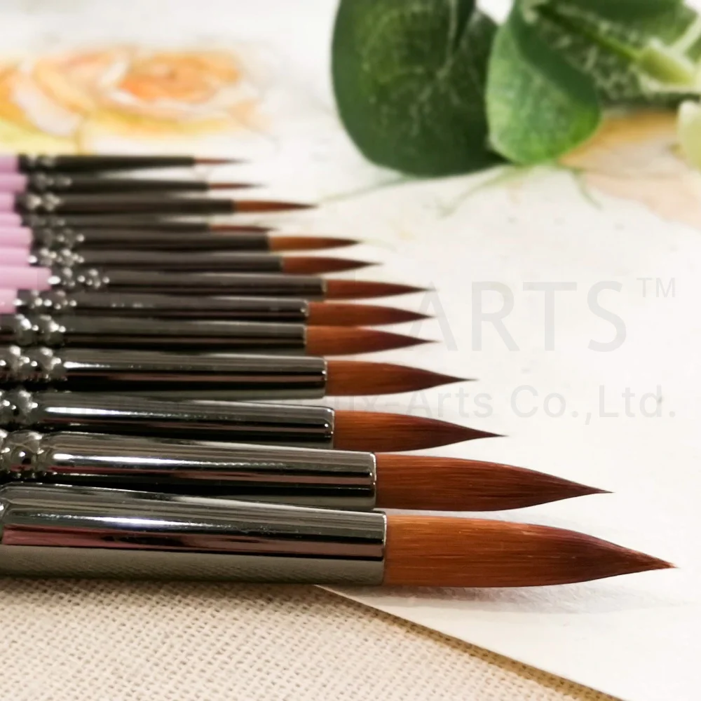Round Synthetic Sable Hair Acrylic Professional Artist Paint Brush Set
