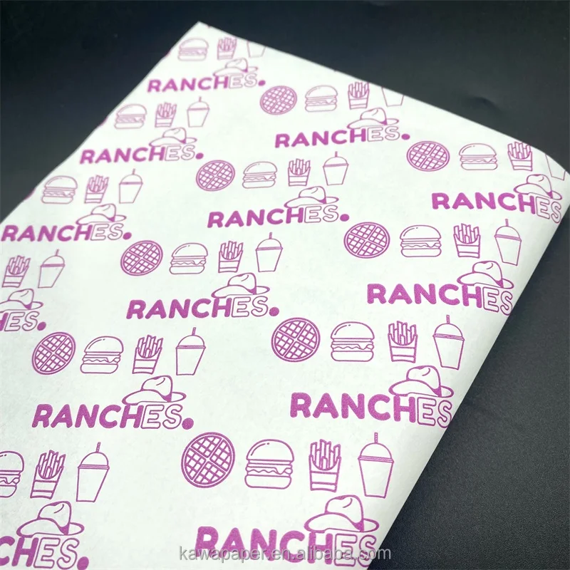 50g greaseproof paper food contact directly wax paper for sandwich burger wrapping