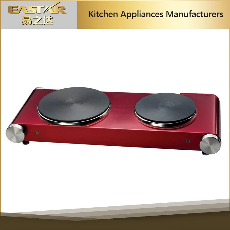 Countertop double cast iron burner,1500 W heating plate, temperature control, power indicator, easy to clean, black