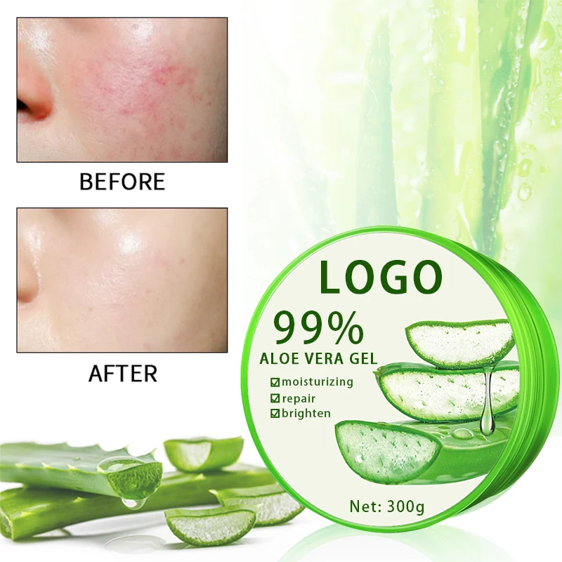 Private Label  Skin Repairing Smoothing Gel Aloe Vera Face Cream Natural Organic 99% Pure Aloe Vera Gel For Face Care