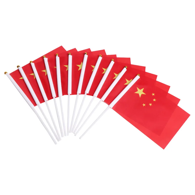 China National Flag Chinese Hand Waving Flag With Plastic Flag Pole