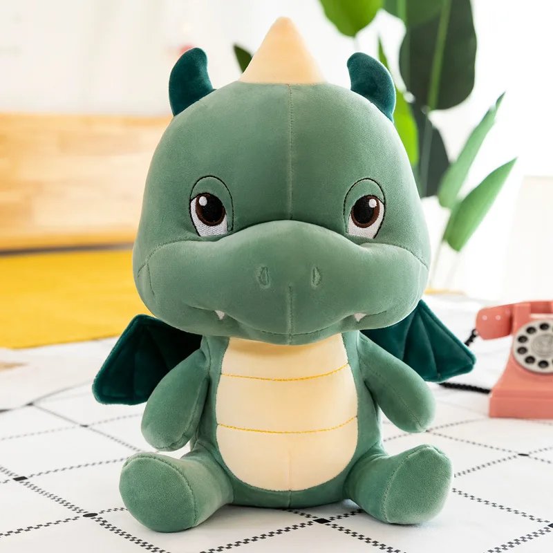 10 inch Funny Soft Wings Red Green Dragon Plush Stuffed Toys Kids Gifts