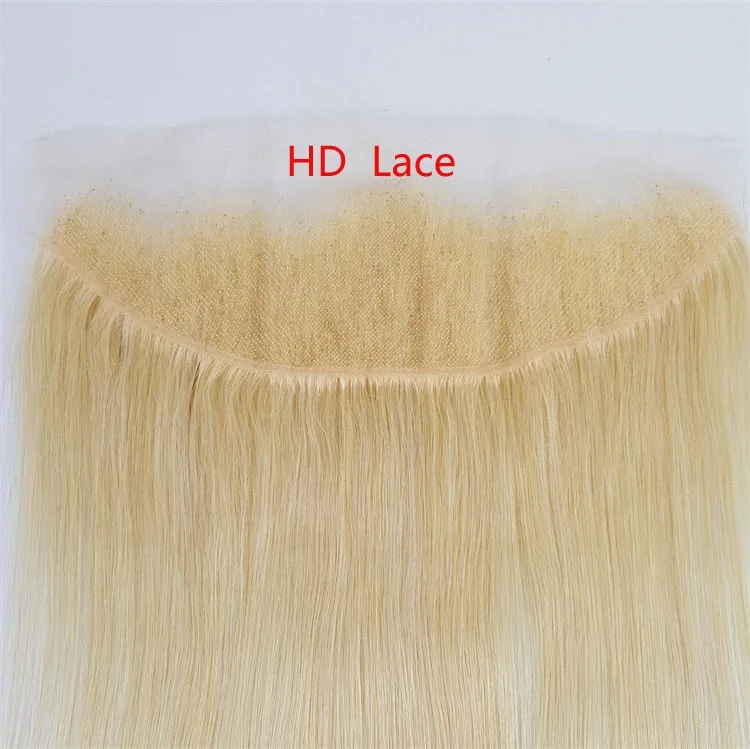 Highknight 13x6 613 Transparent HD Lace Frontal Brazilian Straight Human Hair Blonde Color 13x4 613 HD Frontal with Bundles