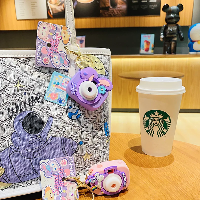 Xinxing Cute Luminous Projection Camera Keychain Creative Strawberry Rabbit Keychains Cute Fashion Bag Keyring Pendant
