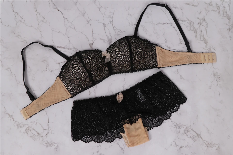 
floral embroidery bra set sexy girl push up underwear set women panties set 