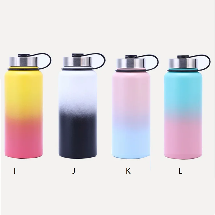 18oz 32oz 64oz wide mouth vacuum insulated thermal flask stainless steel sports water bottle