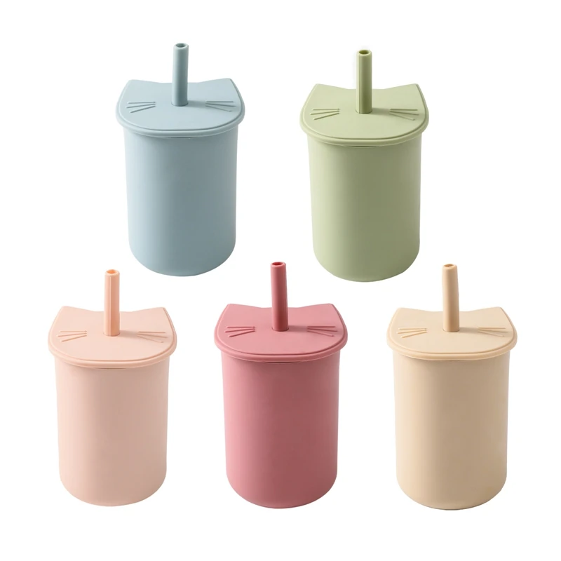 New Design 100% Food Grade Silicone Baby Sipping Cup Kids Baby Sippy Cup with Straw