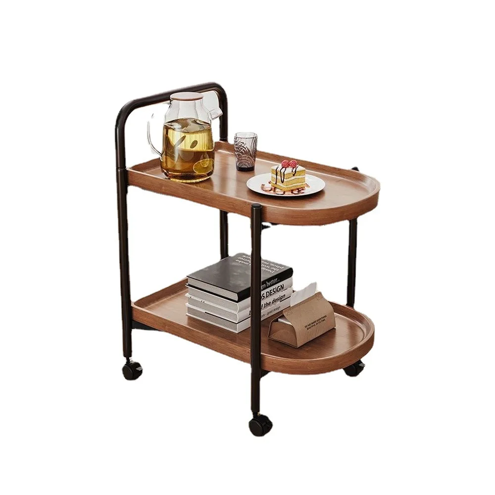 Removable small coffee table cart living room sofa side a few mini small table shelf with wheels Nordic wind dining car