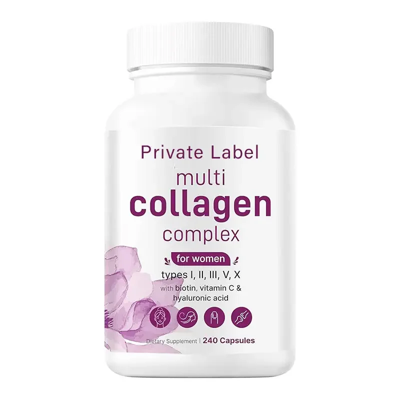 Customized Micro 8 in 1 Ladies polycollagen complex 60caps with hyaluronic acid & biotin vitamin C & Collagen Peptide Capsules