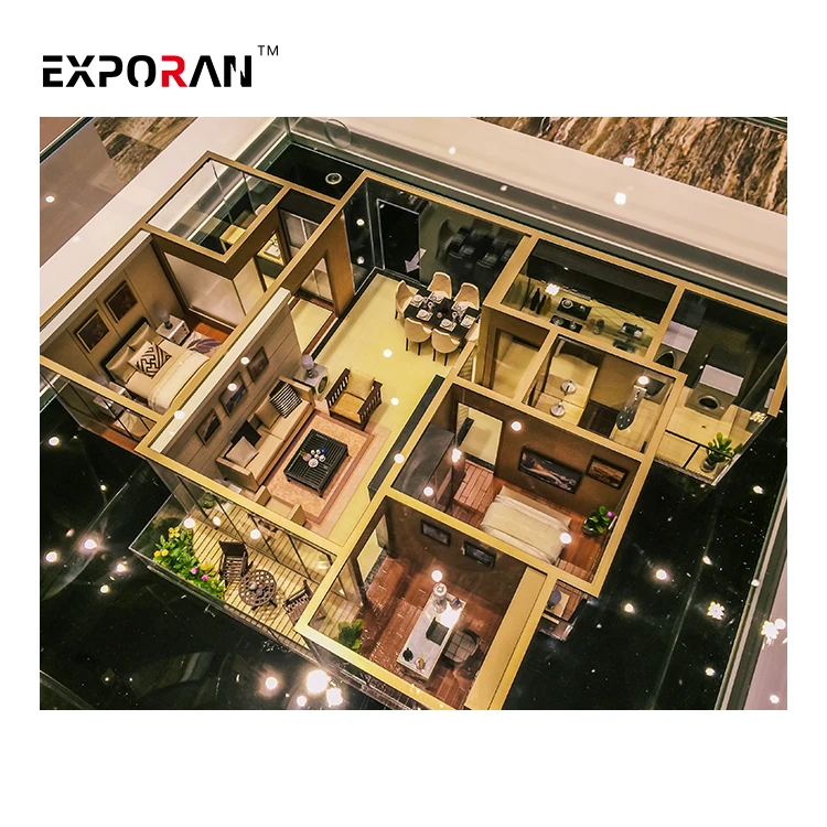 Nice scale villa house model with architectural figures , home house model