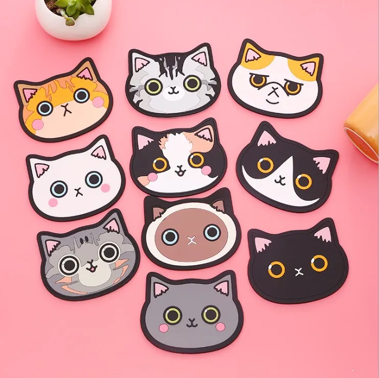 
Cute Cat Cartoon Coaster Silicone Tea Cup Mat Coster 