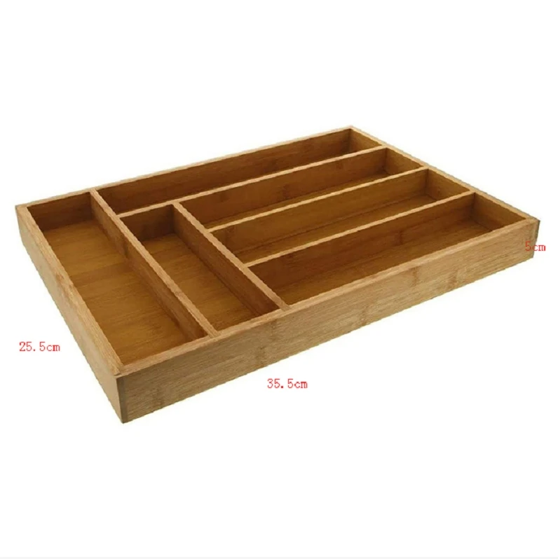 Wholesale  6 Slot Bamboo Divider Cutlery Drawer Organizer forks  and knifes storage for kitchen