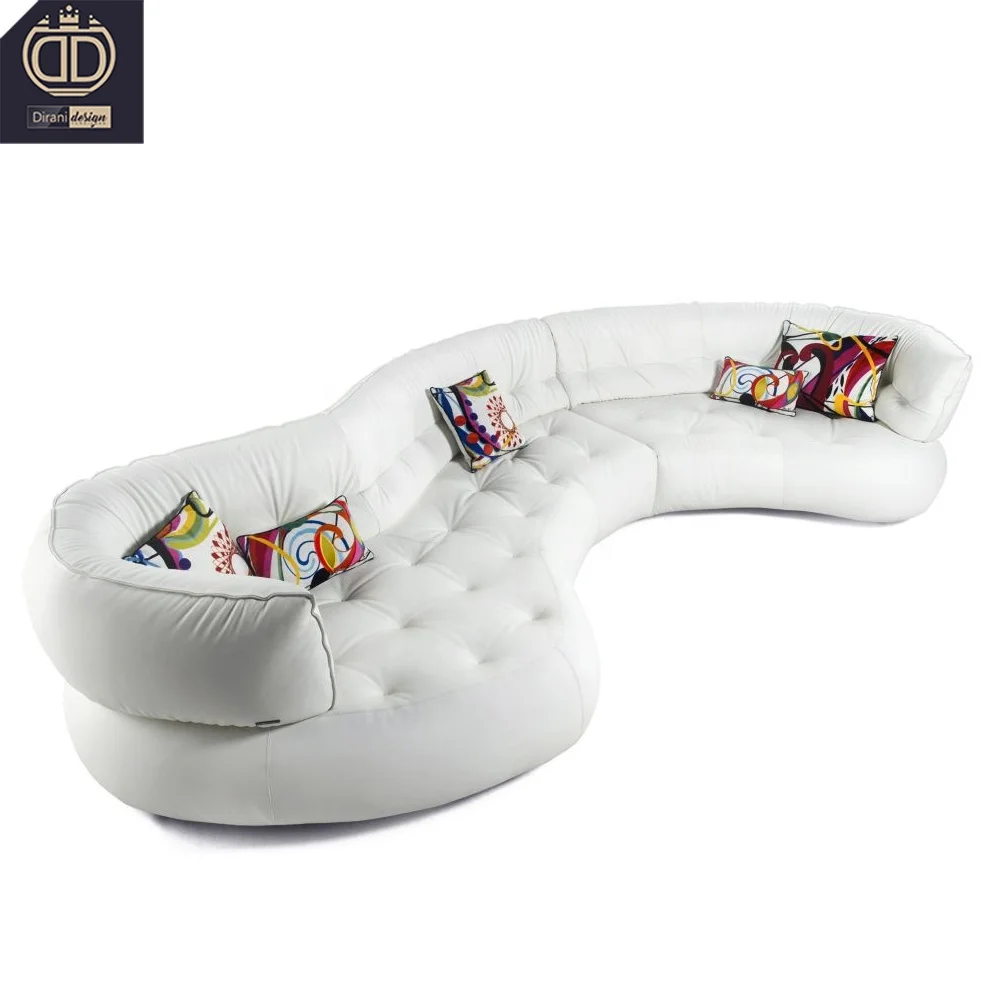 Latest SENSE ROCHE BOBOIS white leather unusual shaped Italian luxury unique designer cama individual sofa