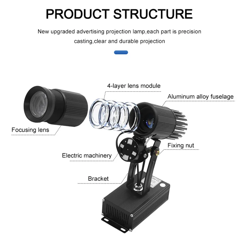 
Black Color 15 Watt Non-waterproof Logo Projection Lamp with Remote Control HD LED Gobo Projector for Advertising 