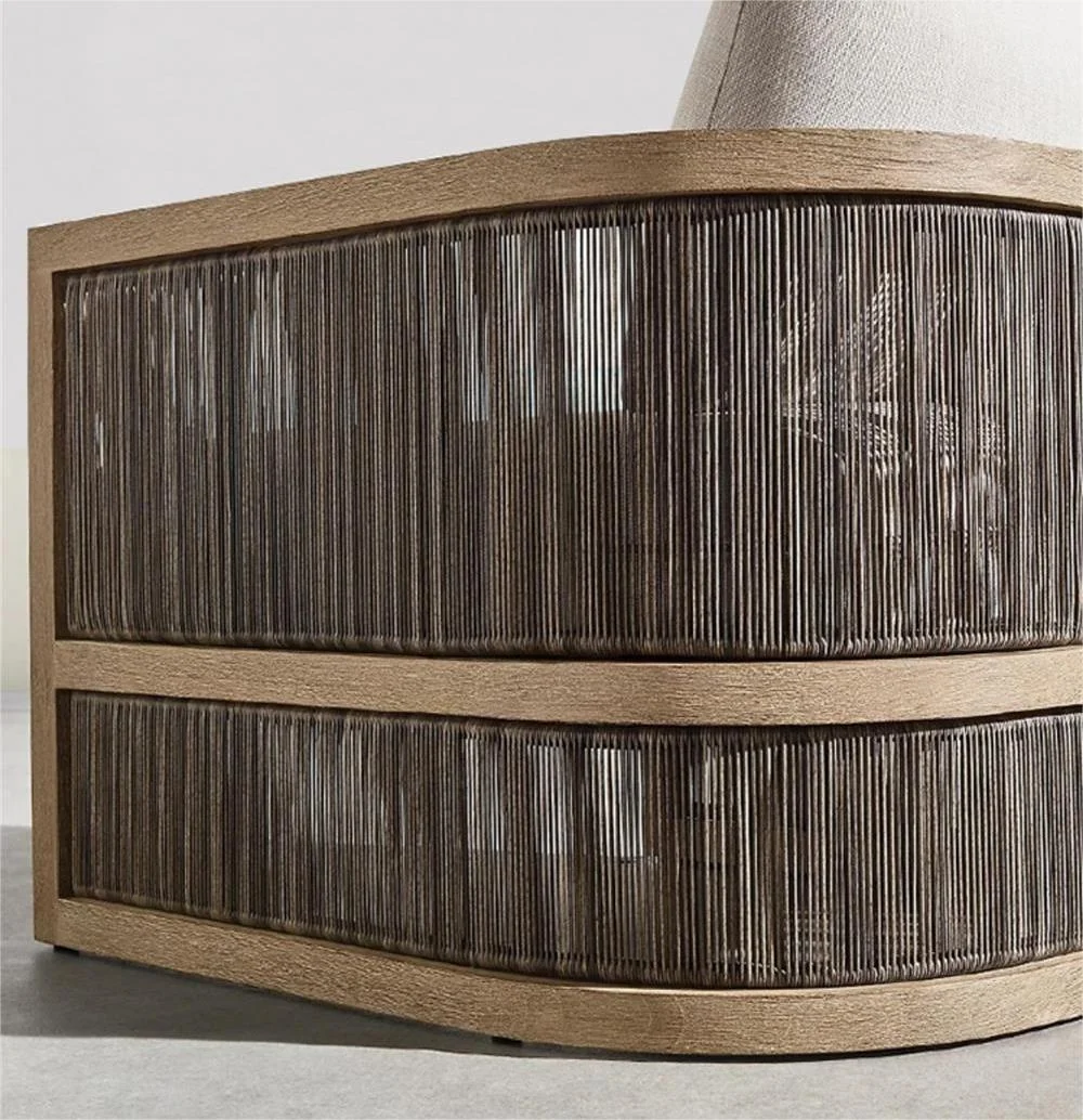 luxury patio garden sets hotel resort Capri teak lounge chair one seat sofa with ottoman outdoor furniture leisure lounge chair