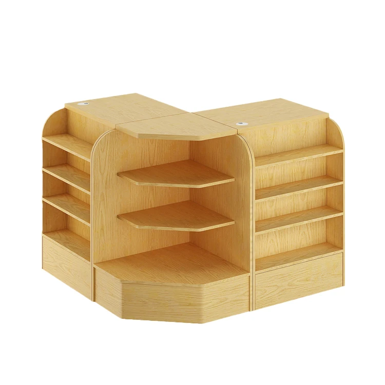 Simple Supermarket Equipment Wooden Grocery Store Checkout Counter Gondola Shelving In Supermarket Shelves
