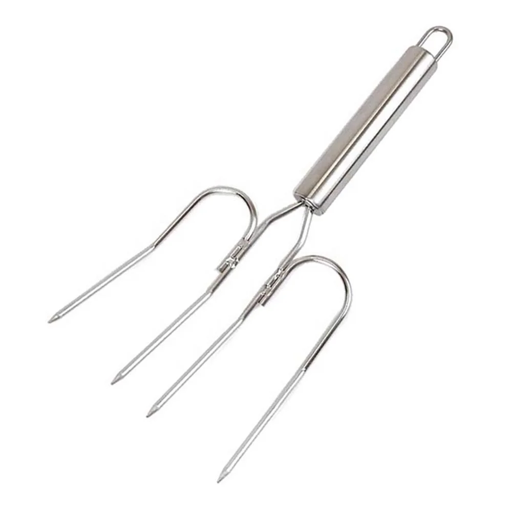 Manufacturers direct stainless steel pipe handle roast chicken fork large Turkey fork roast lamb fork outdoor barbecue tools
