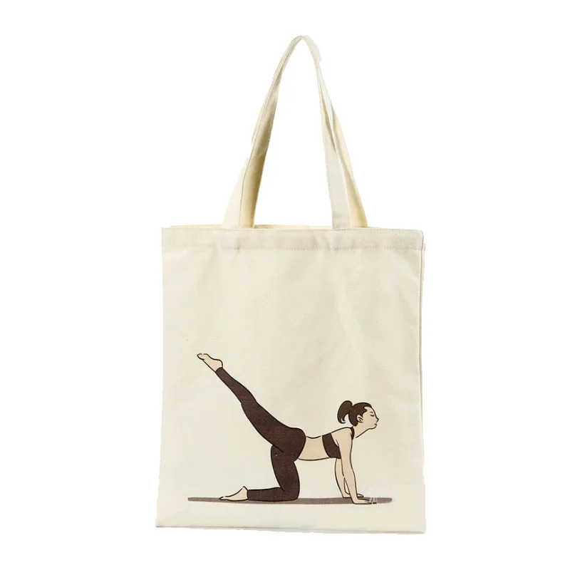 
Fashion Cute Yoga Shopping Travel Burlap Cloth Bag Canvas Tote Bag for Girl 