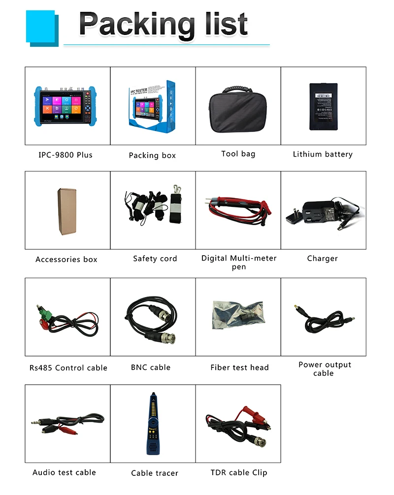 7 дюймов сенсорный экран screenhigh качество 6 in1 cctv тестер IPC/AHD/SDI/аналоговый все