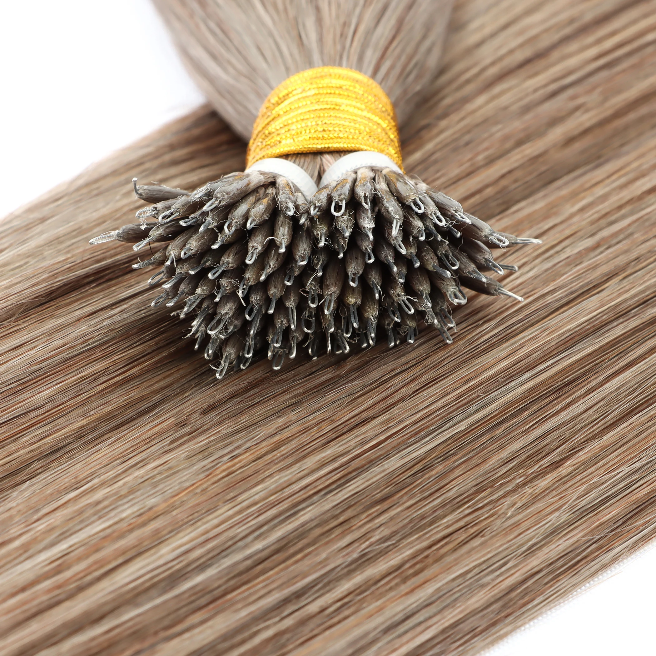 wholesale raw cuticle aligned Russian hair remy virgin double drawn beads nano ring human hair extensions