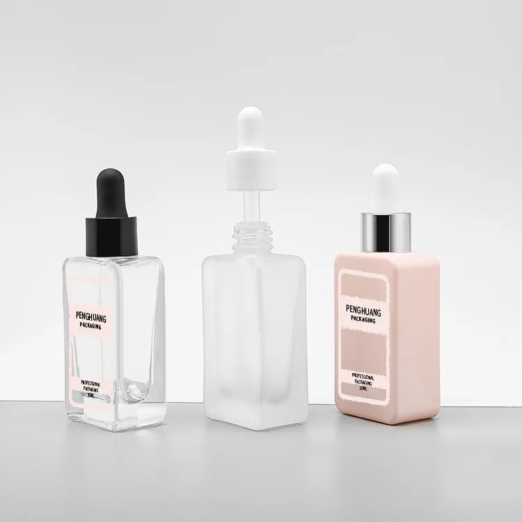 1 oz Small Empty Essential Oil Drop Bottle 30ml Square Essence Glass Dropper Bottles
