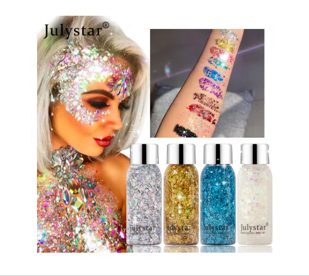 10 Colors New Eye Glitter Nail Hair Body Face Glitter Gel Art Flash Heart Loose Sequins Cream Festival Glitter body Decoration