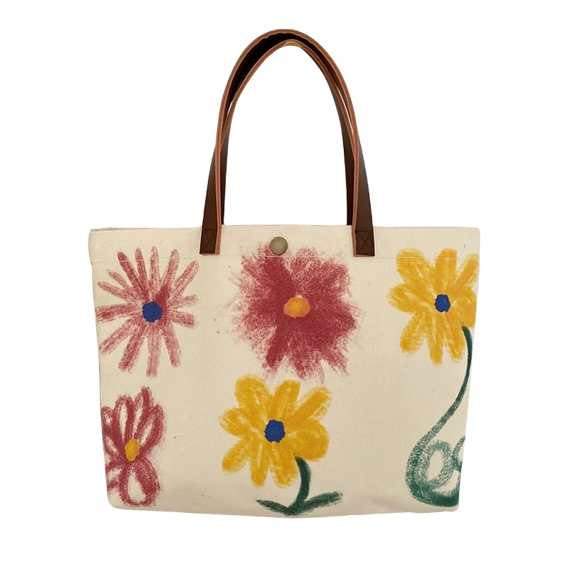 
 Новинка 2021, модная Роскошная Высококачественная Водонепроницаемая холщовая Женская сумка через плечо с вышивкой и цветочным принтом граффити  