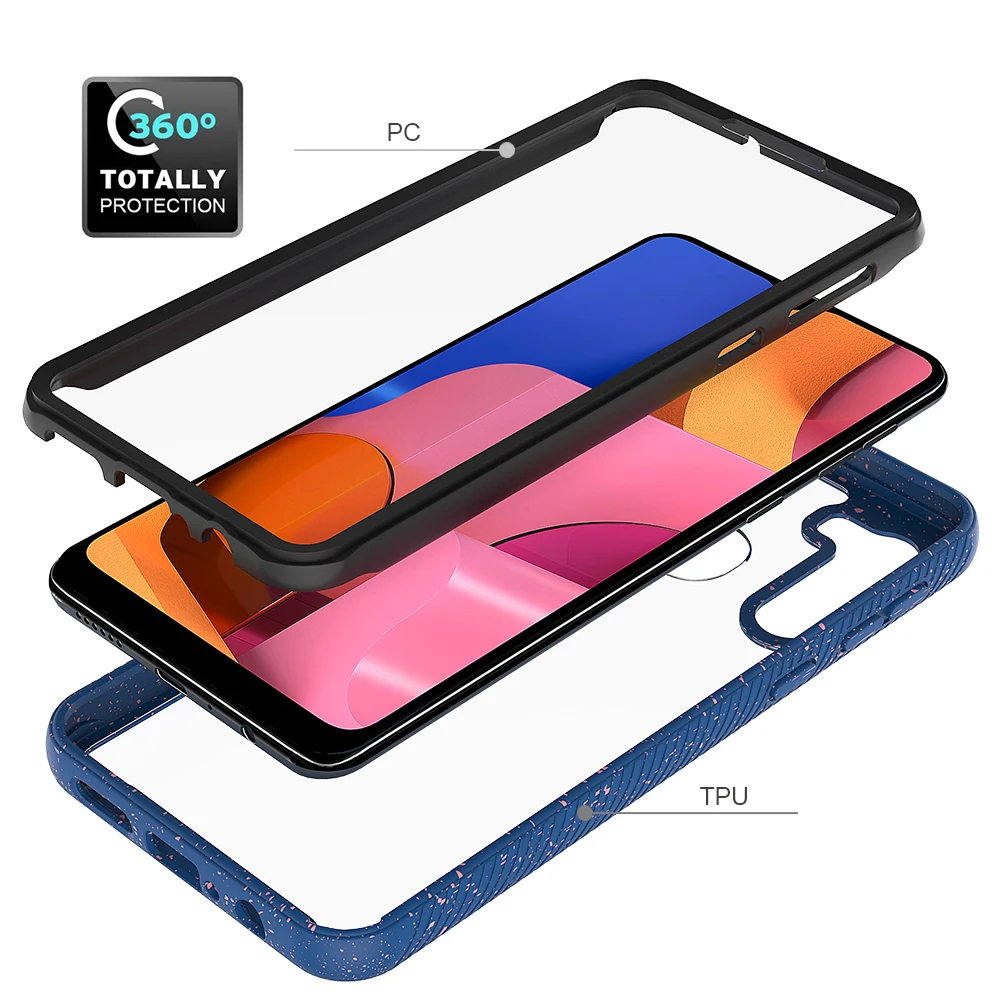  Защитный чехол со встроенным экраном для Samsung A01 A11 A21 A51 A71 A70E прозрачный мобильного
