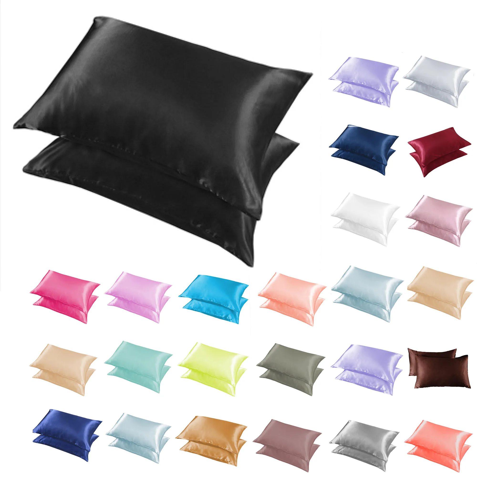 Fast shipping Silk Satin Pillow Case Envelope Closure Pillow Cover  Soft polyester satin pillowcase for hair and skin