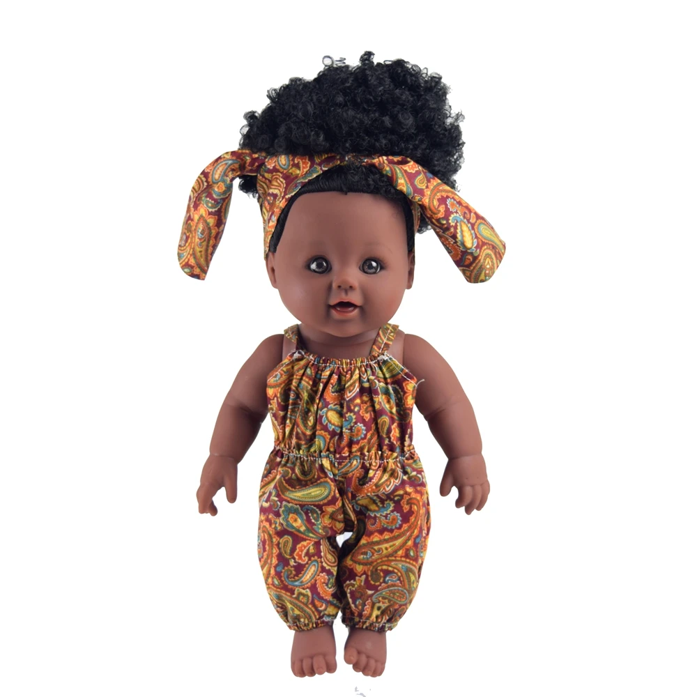 12 inch Baby Doll Very Cute Curly Hair Black Doll Lifelike Toys dolls for kids