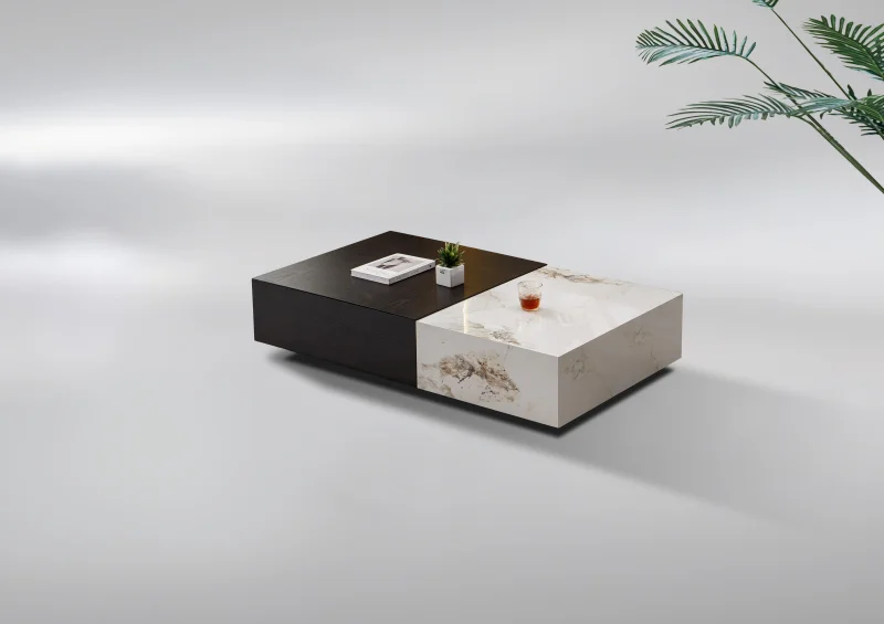 Modern Design Environmentally Friendly Coffee Table Home Living Room Furniture Wood Veneer Textured Finish Paint Staircase Use