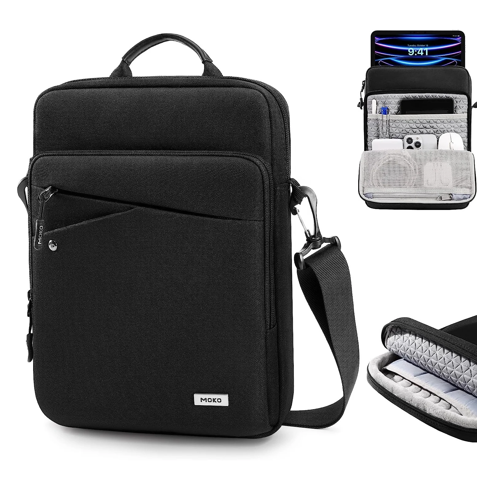 MoKo 11 inch 360 Degree Full Protective 900D Waterproof Carrying Bag Shoulder Strap YKK Zipper Tablet Bag for iPad 10th Gen 2022