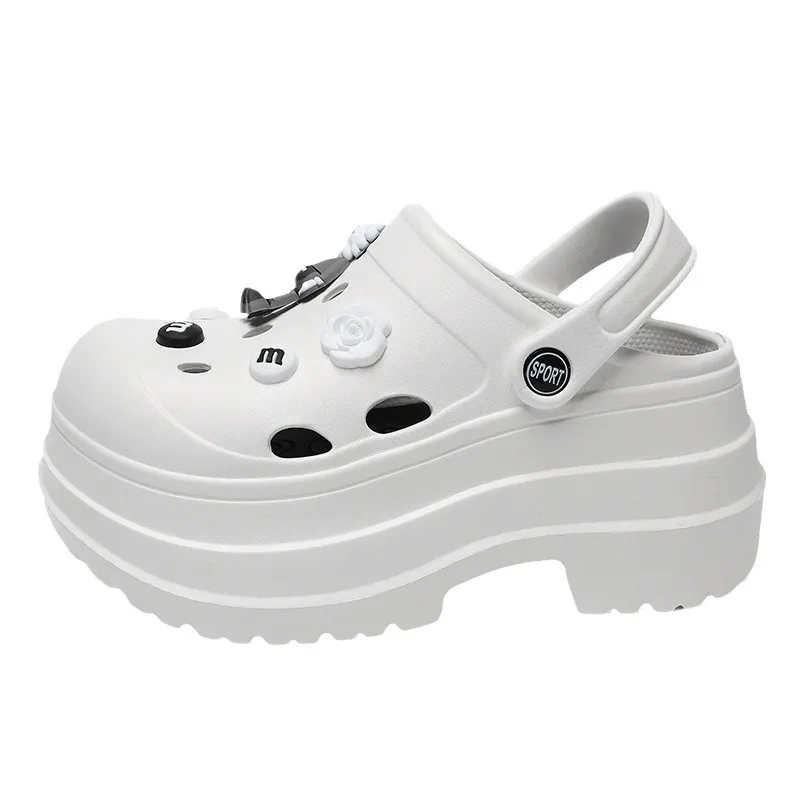 6cm Cartoon Beach Anti Slip Diy Elevated Garden Clogs Shoes Outdoor Indoor Women Thick Sole Wearing Slippers And Hole Shoes