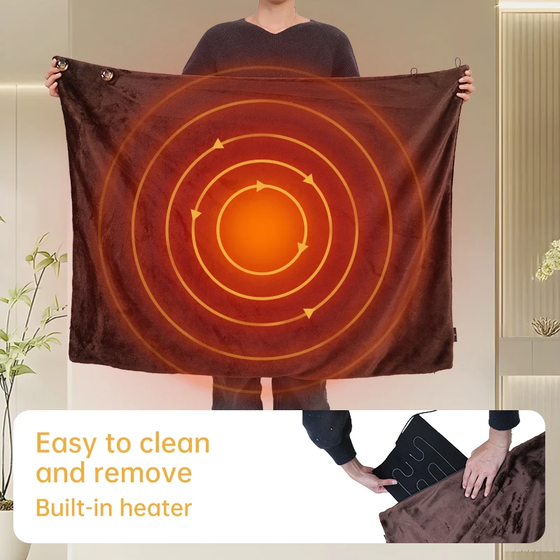Wearable Heated Keep Warmer Blanket Infrared Graphene Heating Velvet Blanket Throw from Factory