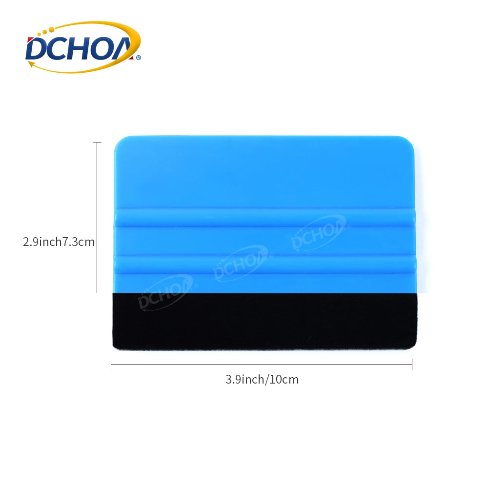 DCHOA 4' Wholesale Window Tint Tools Installing Blue Squeegee With Fabric Felt Vinyl Wrapping Squeegee tools