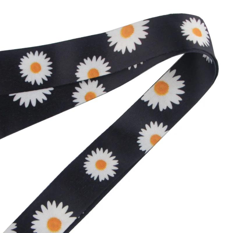 Factory Providers Cartoon Fresh Daisy Custom Printing Lanyard Sublimation Polyester Lanyard Key Chains With Phone Cord